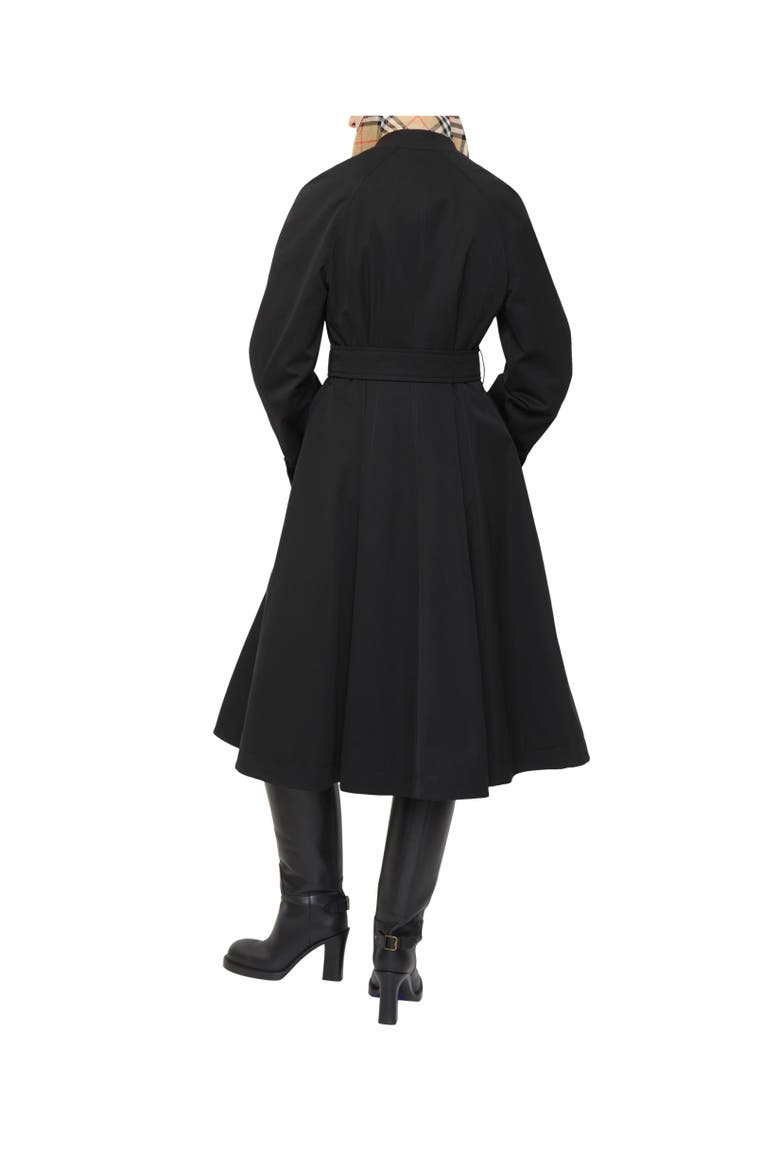 Long Gabardine Ellingham Fit-and-flare Car Coat, Alternate, color, Black