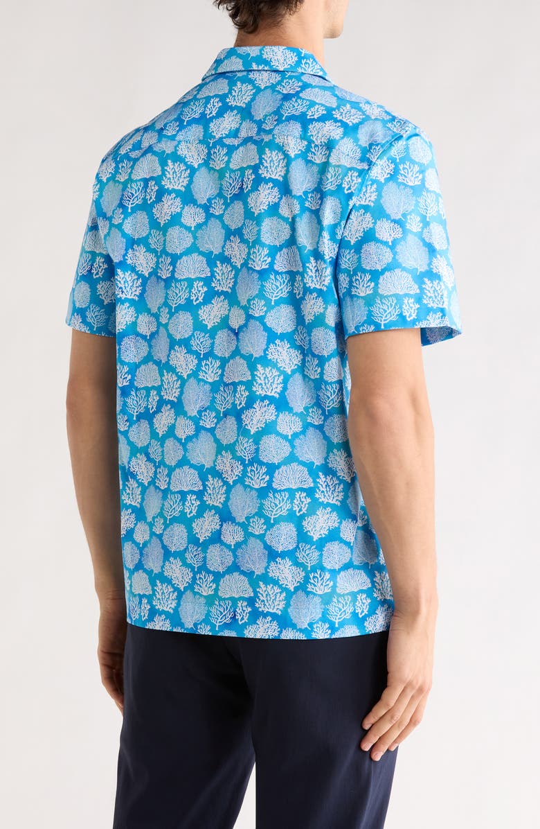 Bugatchi Cole Coral Print OoohCotton<sup>®</sup> Camp Shirt, Alternate, color, Aqua
