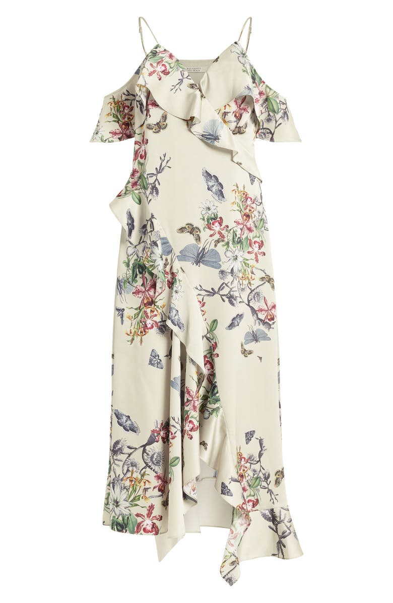 AllSaints Orion Sanibel Floral Cold Shoulder High-Low Dress, Alternate, color, 