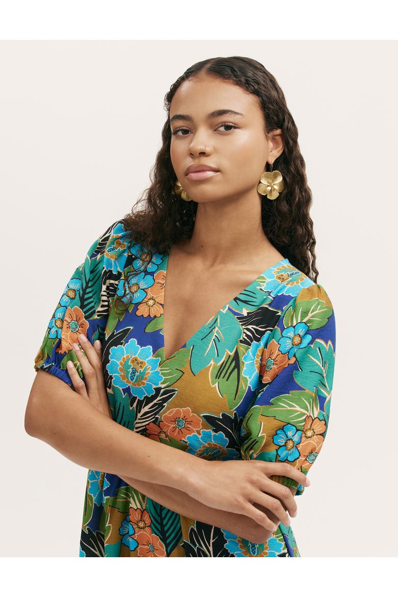 Logan Floral Midi Dress, Alternate, color, Green Floral