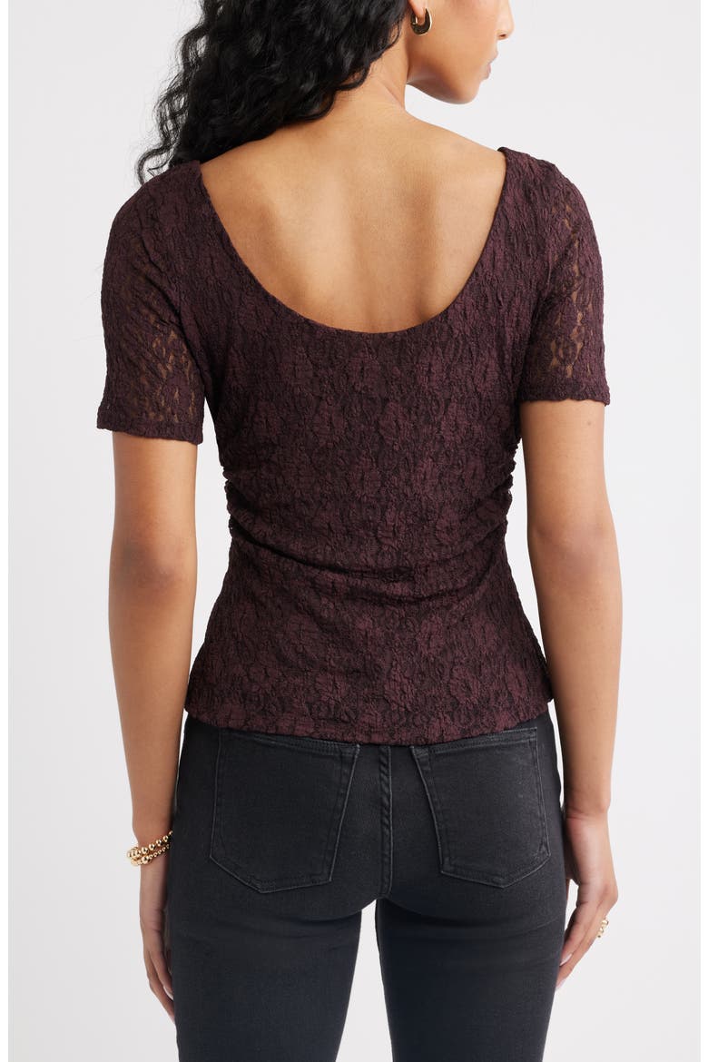 Short Sleeve Lace Top, Alternate, color, BURGUNDY FUDGE