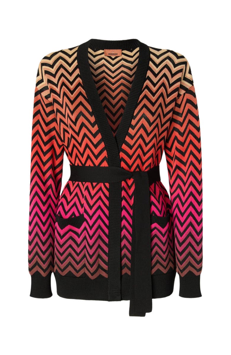 Missoni Dégradé Chevron Motif Cardigan With Belt, Alternate, color, Multicoloured