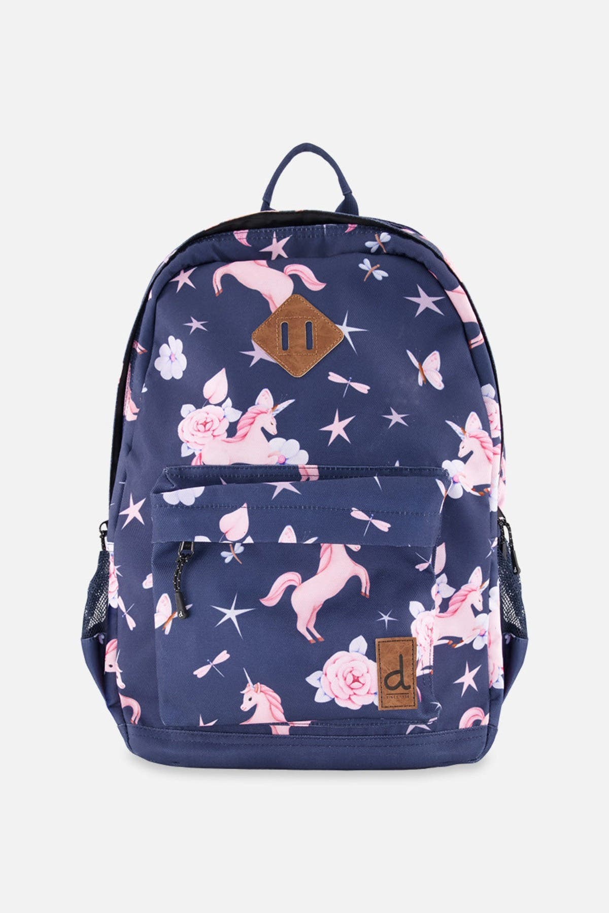 Deux par Deux Unicorn Practical Multi-Compartment Backpack, Main, color, Navy Unicorn Print