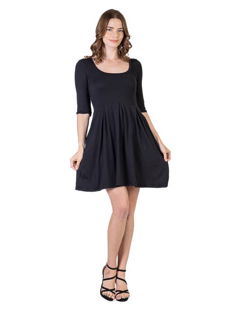 Three Quarter Sleeve Fit and Flare Mini Dress