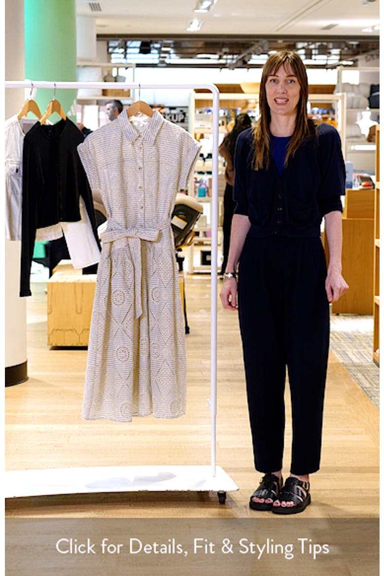 Stripe Eyelet Tie Waist Midi Dress video