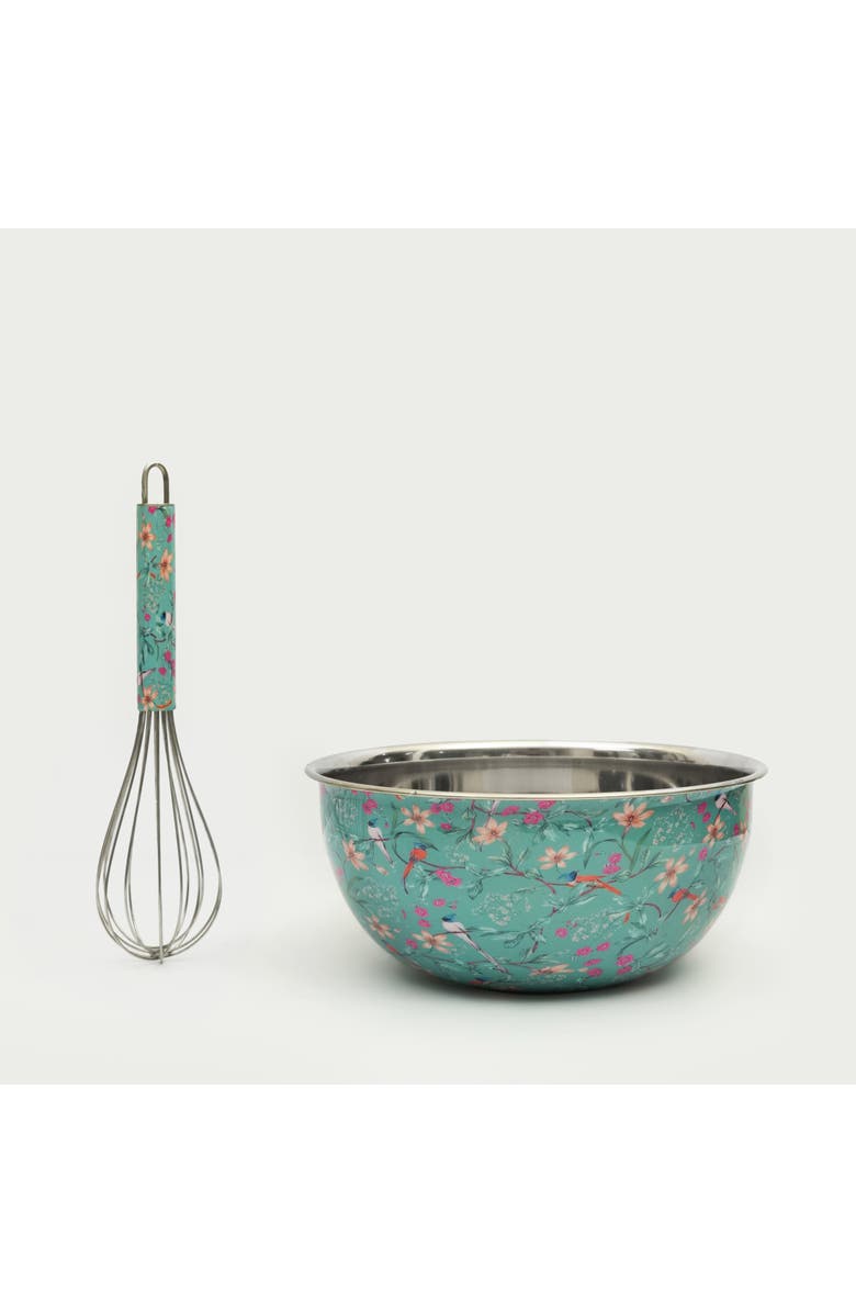 Mela Artisans Aqua Flora Bowl & Whisk Set, Main, color, Aqua Flora