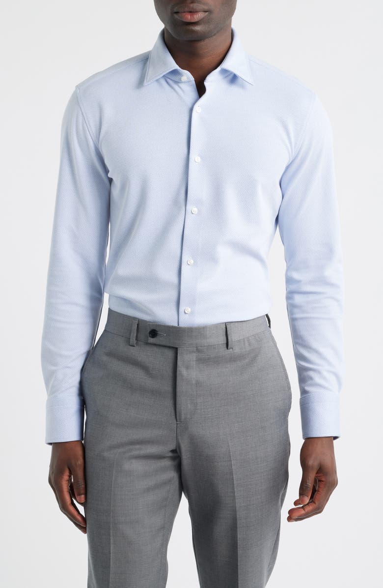 BOSS Hank Kent Performance Twill Dress Shirt, Main, color, Light/ Pastel Blue