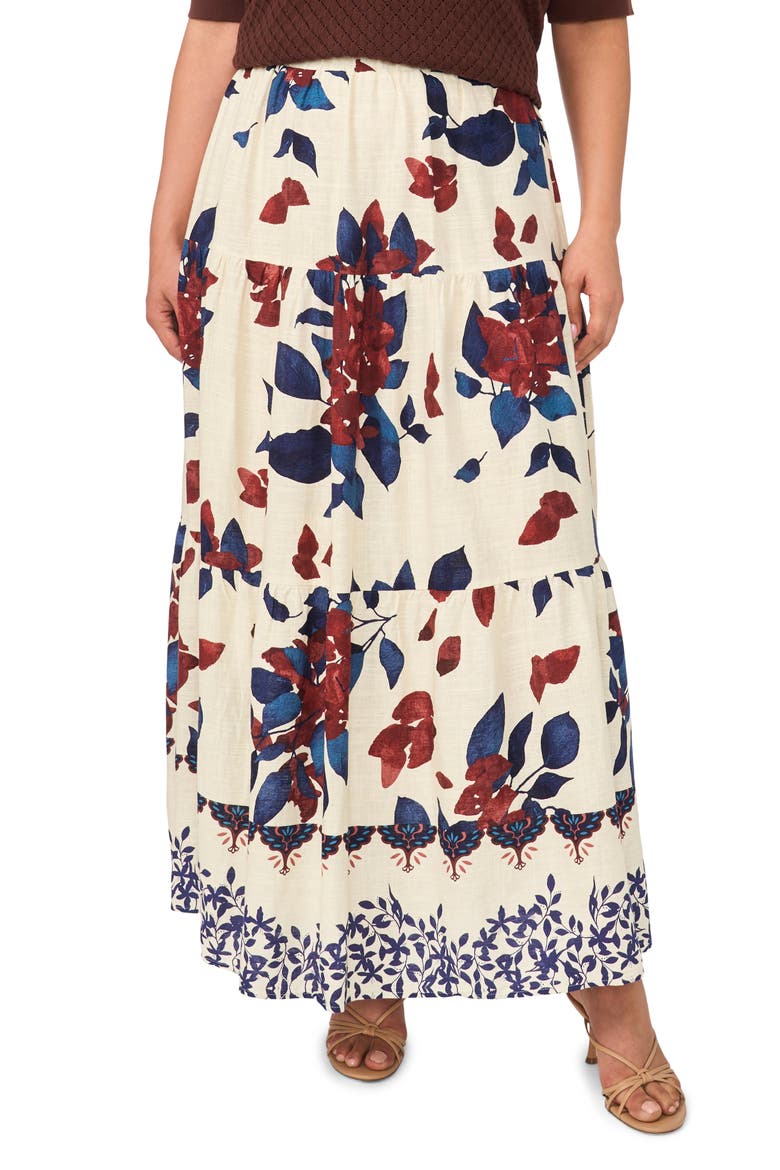 Tiered Midi Skirt, Main, color, RUM RAISIN