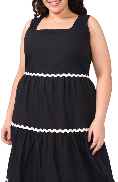 Cece Rickrack Trim Cotton Maxi Sundress In Black