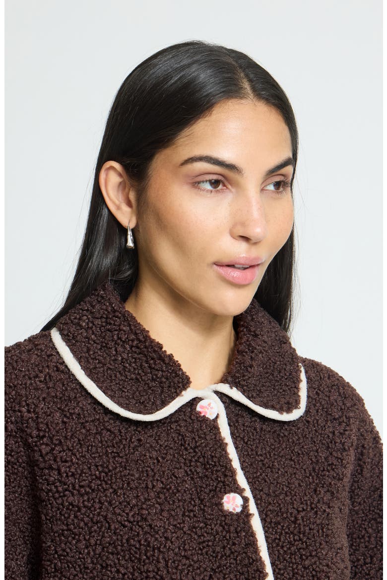 Teddy Cropped Jacket, Alternate, color, COFFEE BEAN