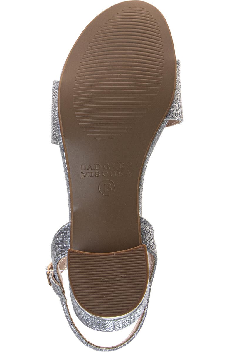 BADGLEY MISCHKA Dress Sandals for Girls Elegant Rhinestone Ankle Straps, Alternate, color, Silver