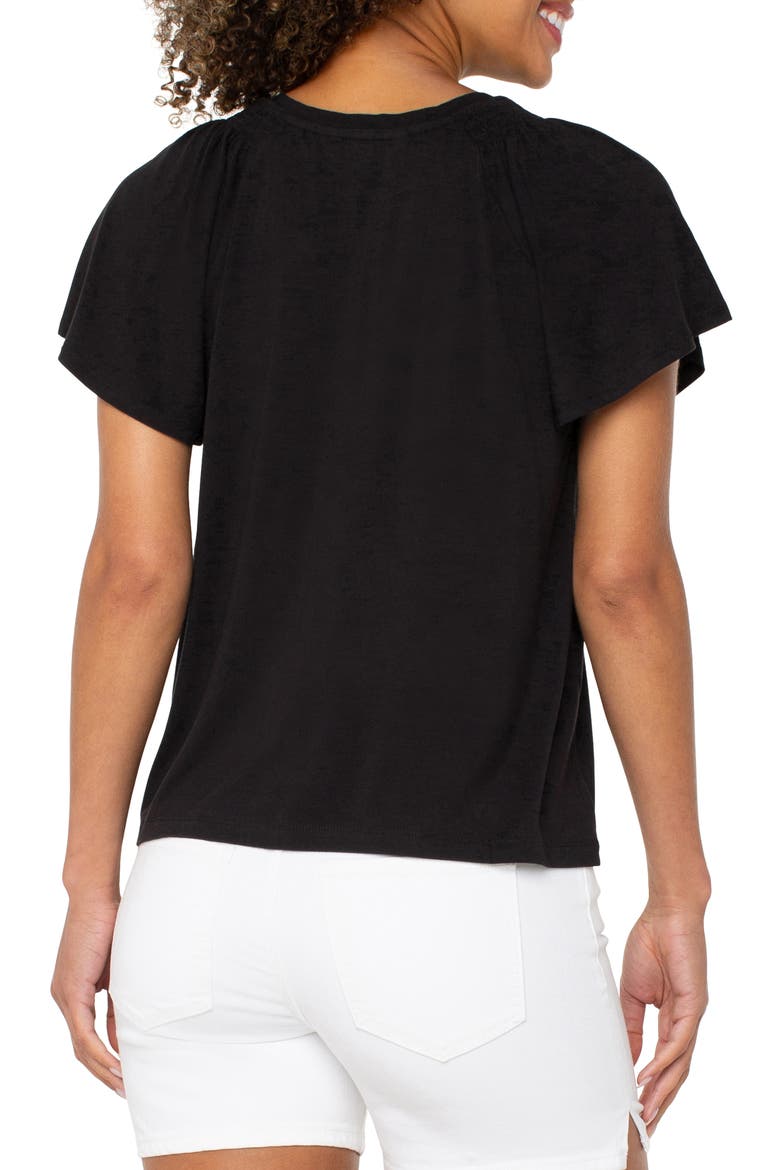 V-Neck Flutter Sleeve Jersey Top, Alternate, color, BLACK