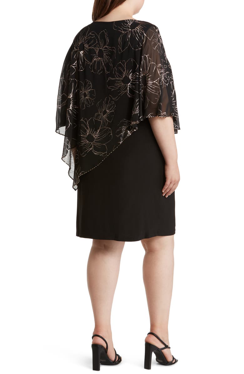 SL FASHIONS Floral Asymmetric Popover Shift Dress, Alternate, color,