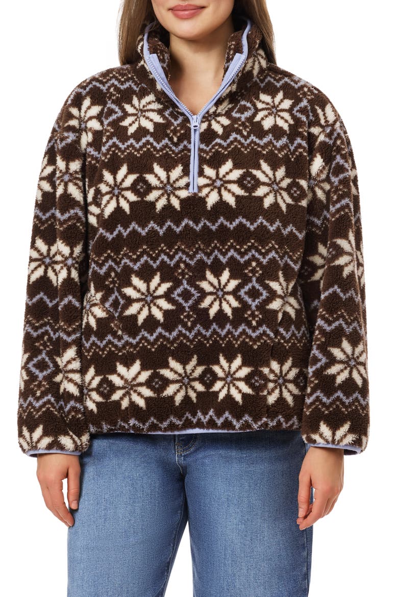 Briar Half-Zip High-Pile Fleece Pullover, Main, color, CHICORY COFFEE BLUE HERON