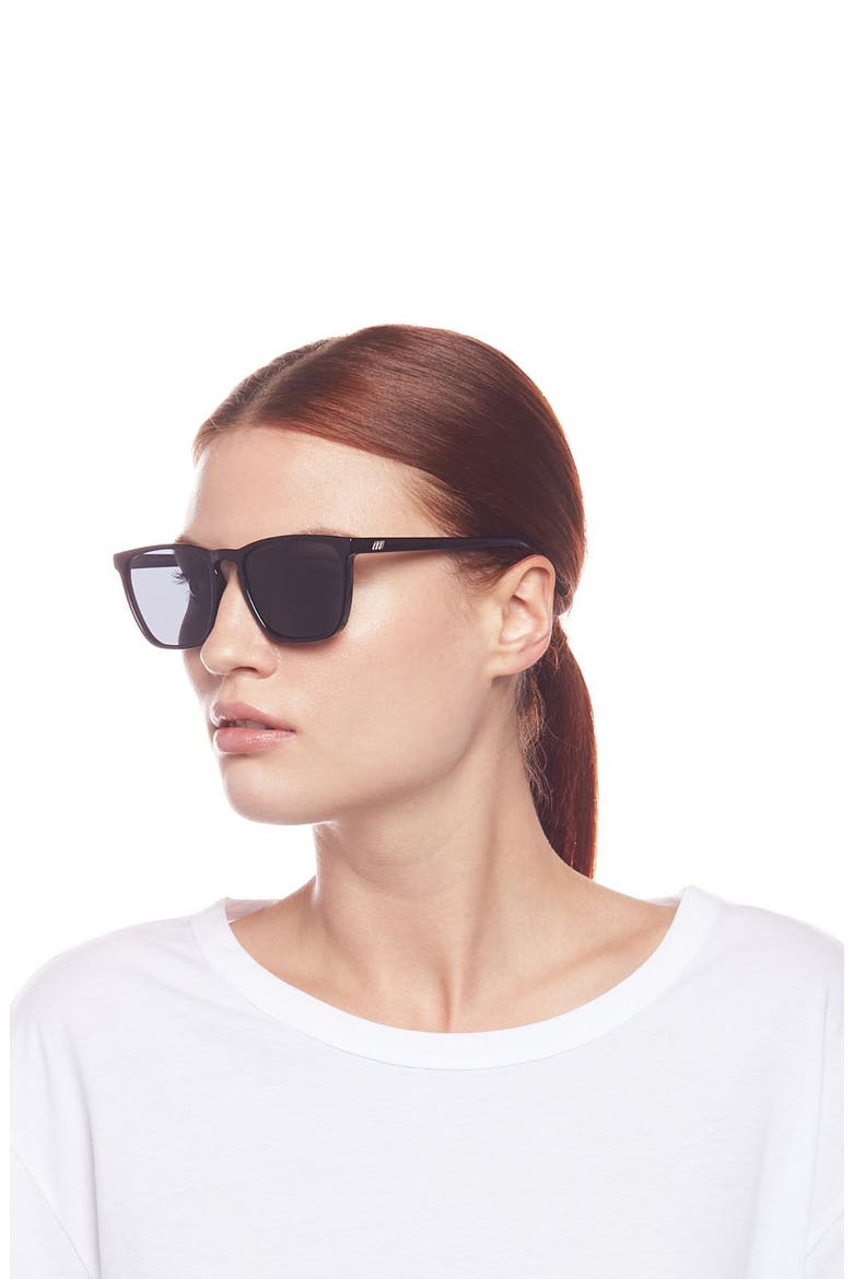 Bad Medicine 55mm Alternate Fit Rectangular Sunglasses, Alternate, color, BLACK/ SMOKE