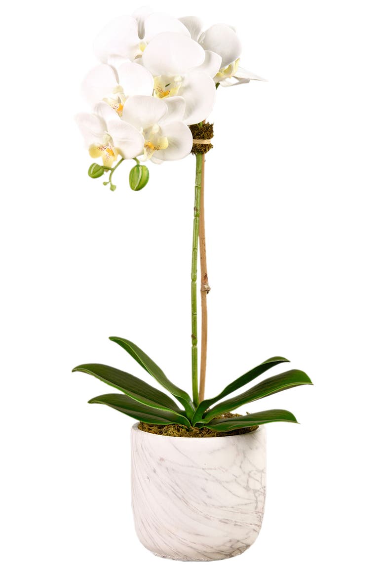 Small Orchid Marbled Planter Decoration, Main, color, WHITE