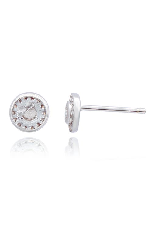 Suzy Levian Diamonds 14k Gold Round Diamond Halo Stud Earrings In White