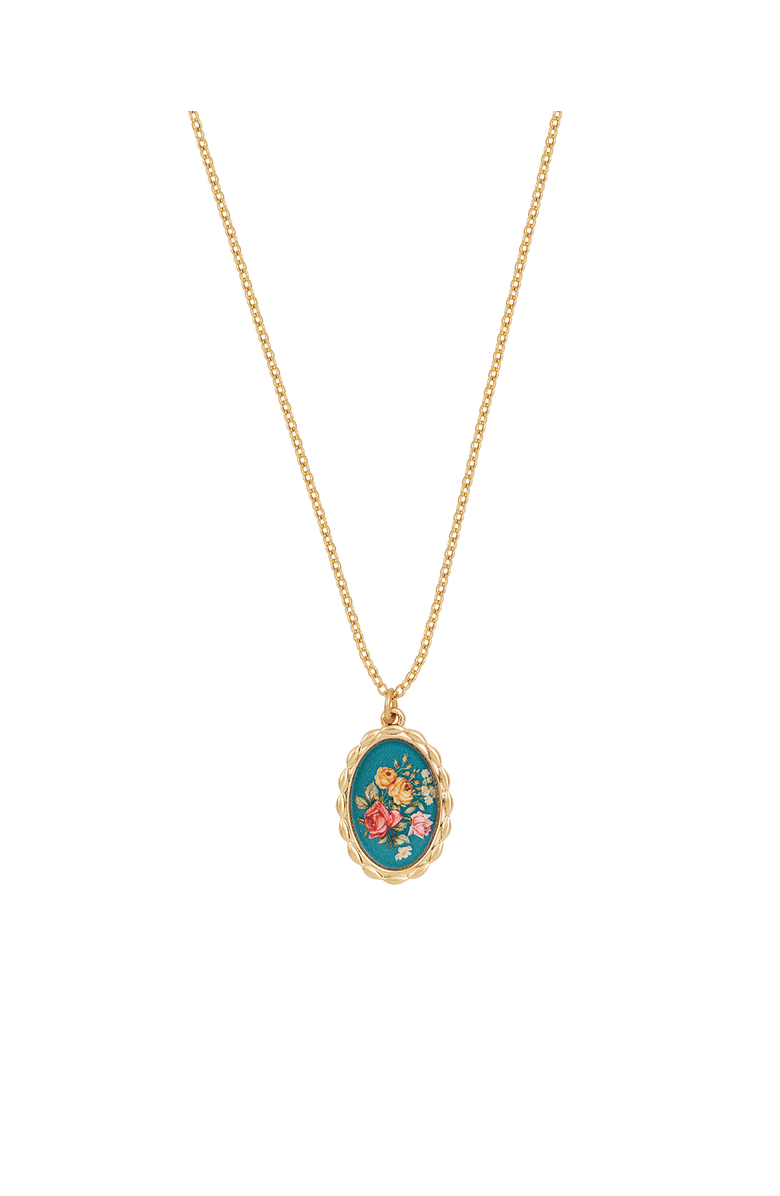 Fable England Vintage Roses Gold Framed Chain Necklace, Main, color, Gold