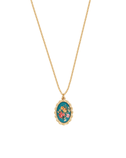 Vintage Roses Gold Framed Chain Necklace