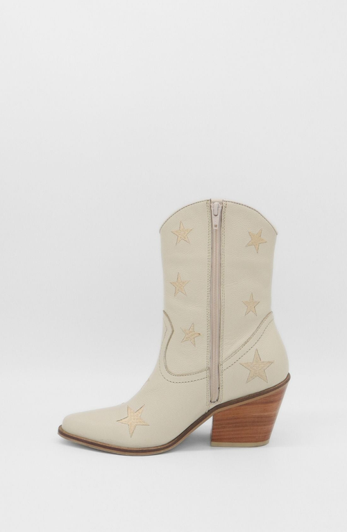 Stivali New York Moonlight Western Inspired Cowboy Boots In Neutral