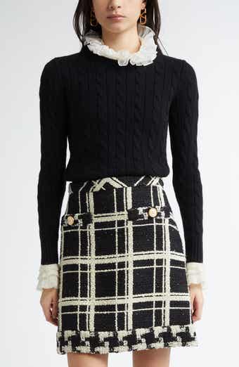 Ruffle Cuff Cable Cashmere Sweater
