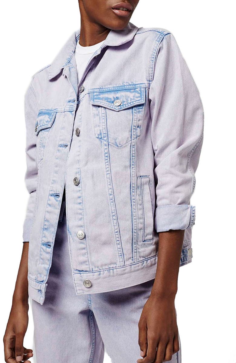 Topshop Oversize Acid Wash Denim Jacket, Main, color,