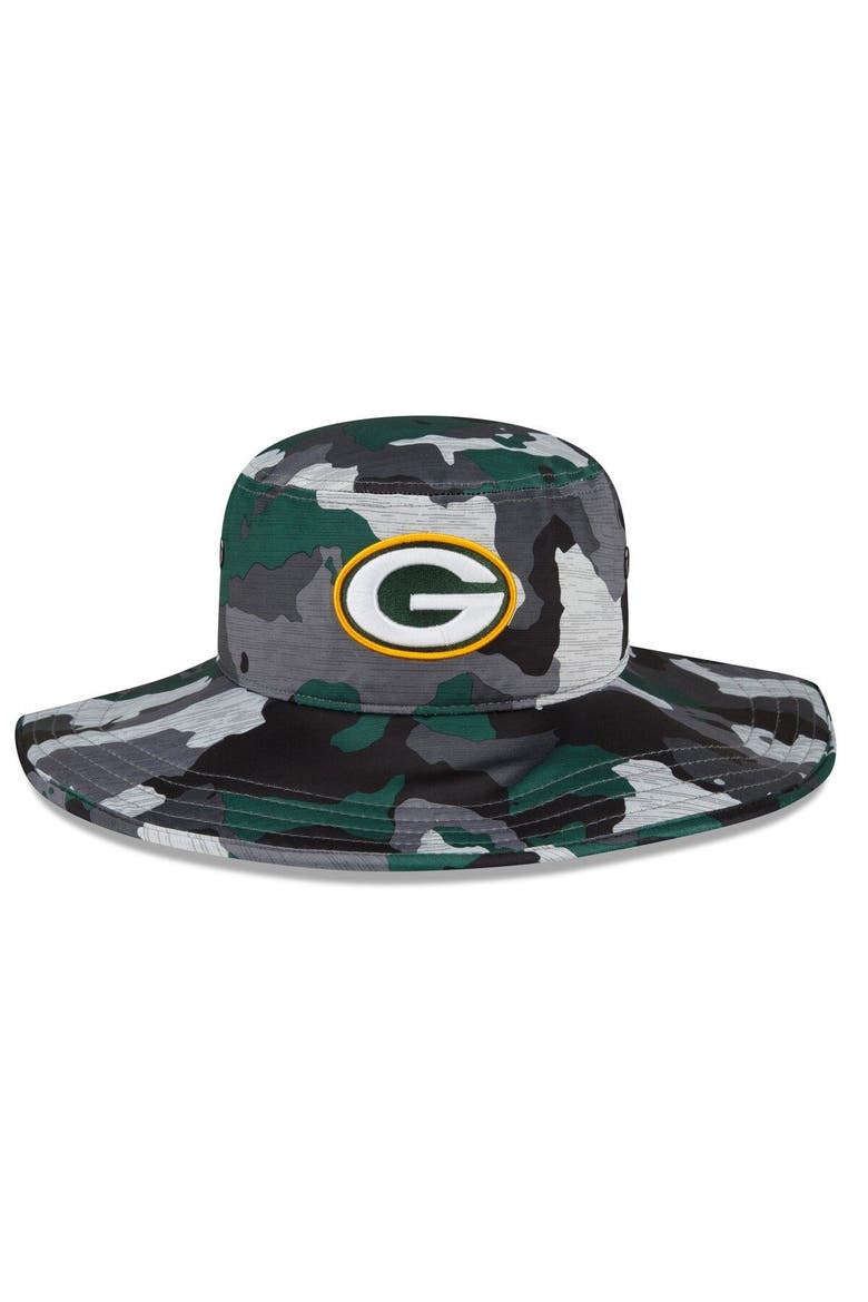 Men's New Era Camo Green Bay Packers 2022 NFL Training Camp Official Panama Bucket Hat, Alternate, color, Camo