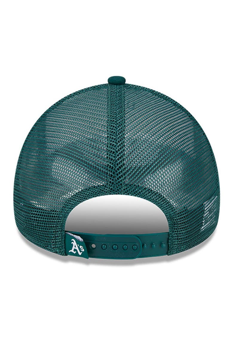 Men's New Era White/Green Oakland Athletics Stacked A-Frame Trucker 9FORTY Adjustable Hat, Alternate, color, White