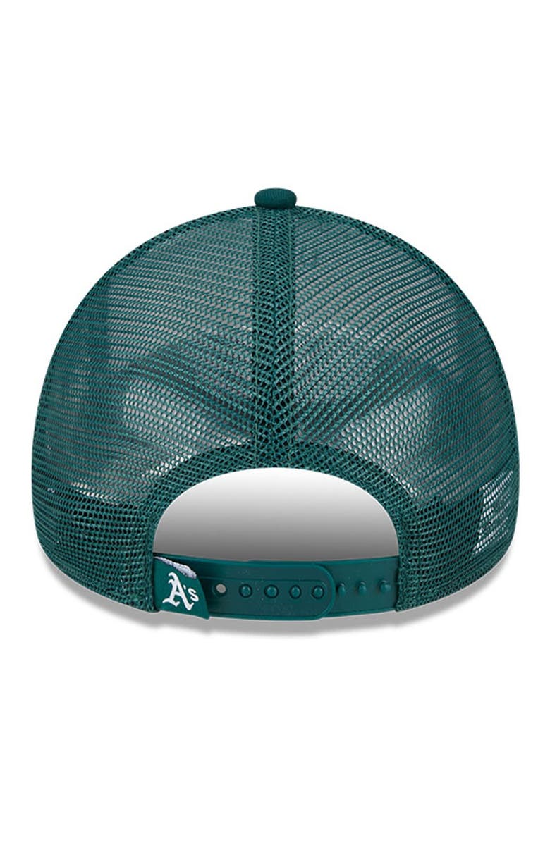 New Era Men's New Era White/Green Oakland Athletics Stacked A-Frame Trucker 9FORTY Adjustable Hat, Alternate, color, White