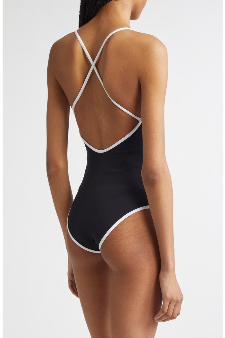 Itak One-Piece Swimsuit, Alternate, color, BLACK/ IVORY