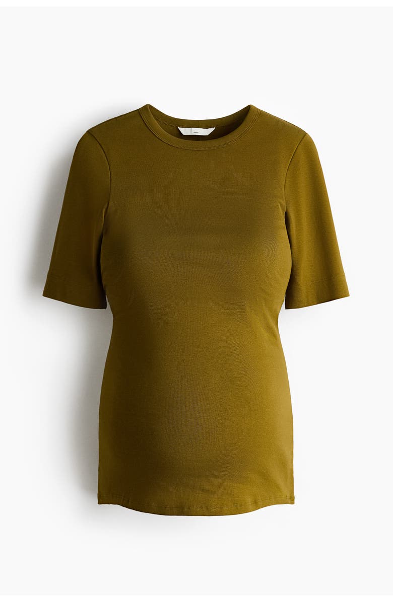 H&M Mama Fitted T-shirt, Main, color, Olive Green