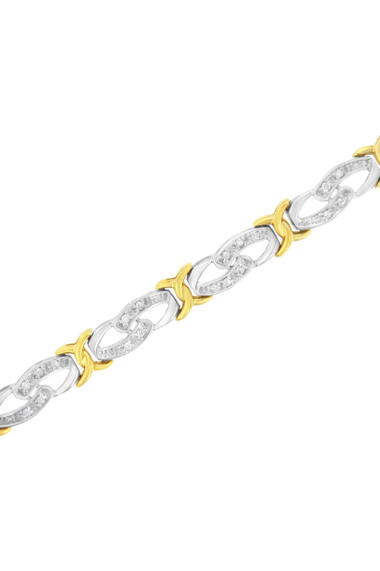 10k Yellow Gold Plated Silver 1/4 cttw Diamond Infinity and X Link Bracelet, Alternate, color, Yellow