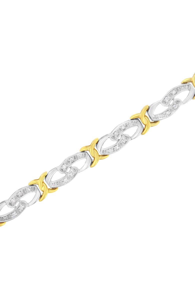 Haus of Brilliance 10k Yellow Gold Plated Silver 1/4 cttw Diamond Infinity and X Link Bracelet, Alternate, color, Yellow
