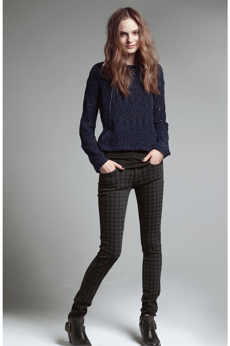 'Legacy' Print Skinny Jeans, Alternate, color, BLACK HOUNDSTOOTH