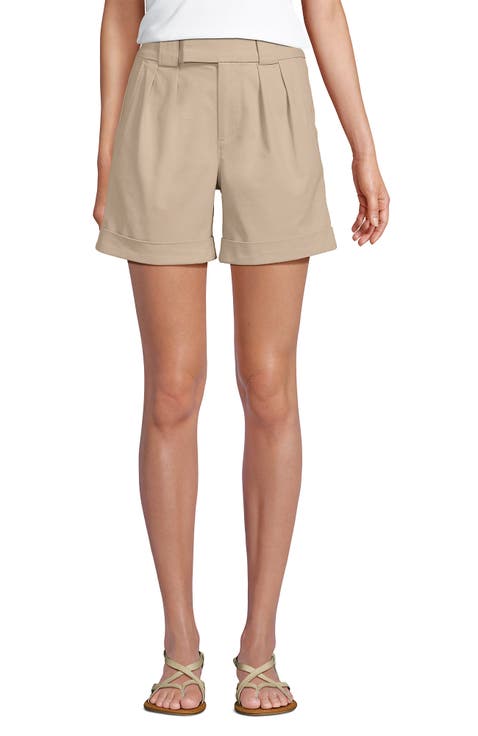 Chino High Rise Pleated 7" Shorts