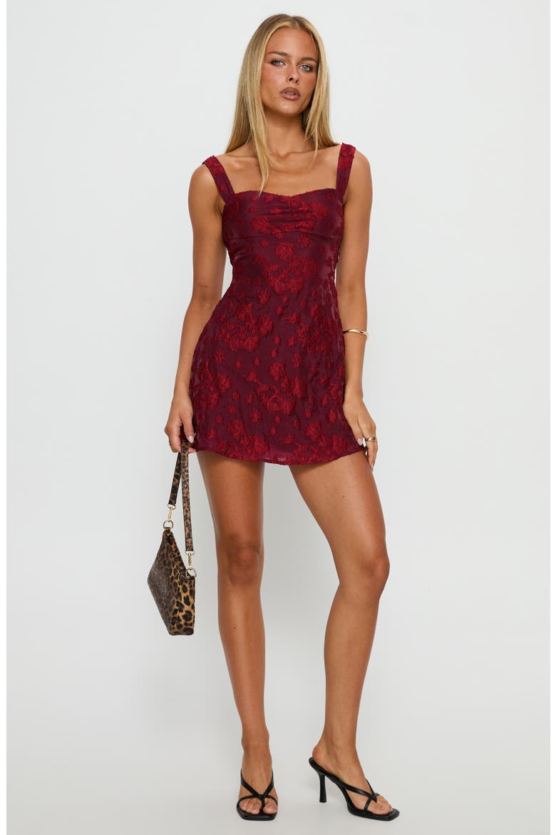 Mcbeath Floral Jacquard Minidress, Alternate, color, BURGUNDY BURNOUT