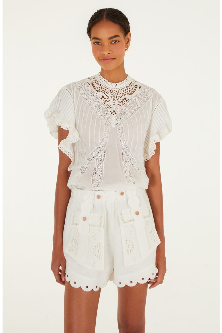 Artisanal Eyelet Shorts, Alternate, color, OFF-WHITE