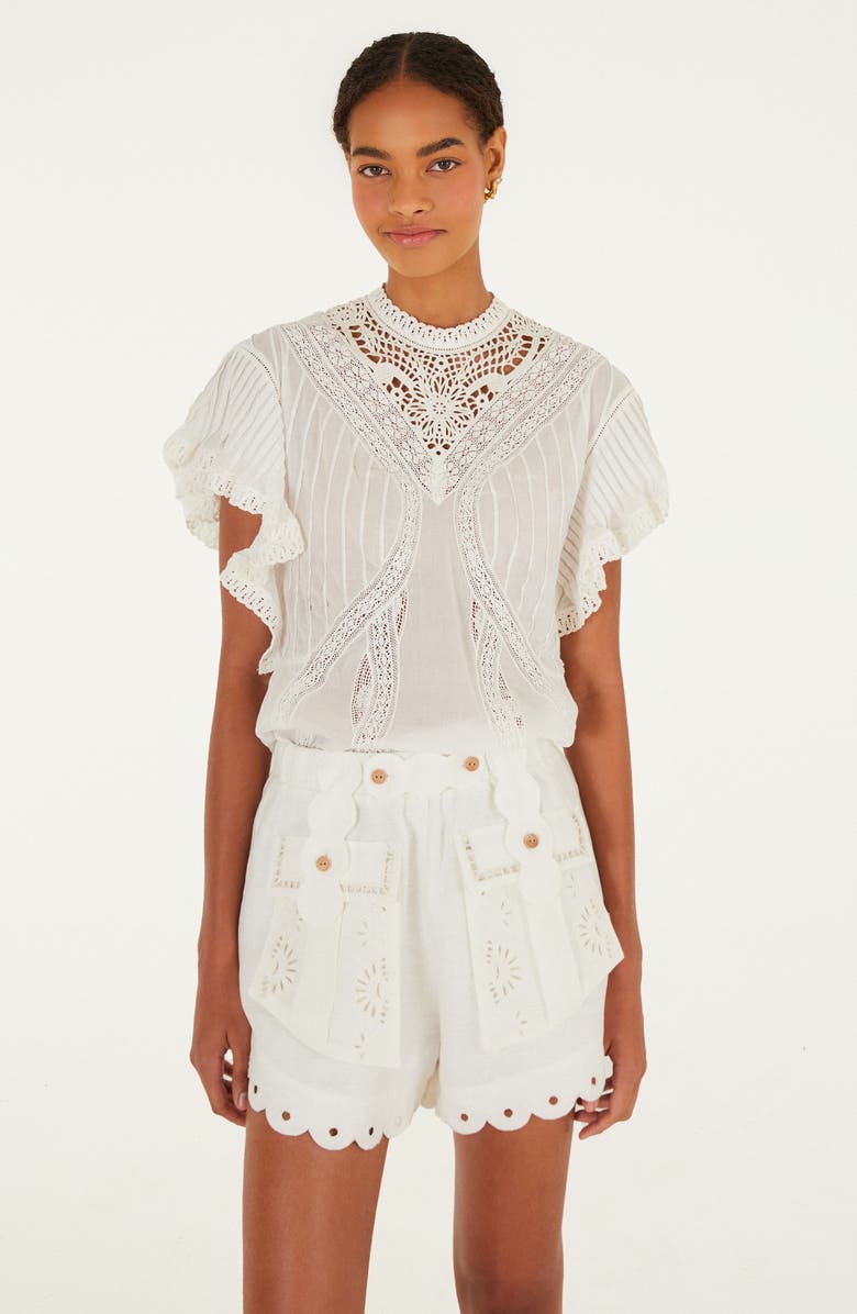 FARM Rio Artisanal Eyelet Shorts, Alternate, color, Off-White