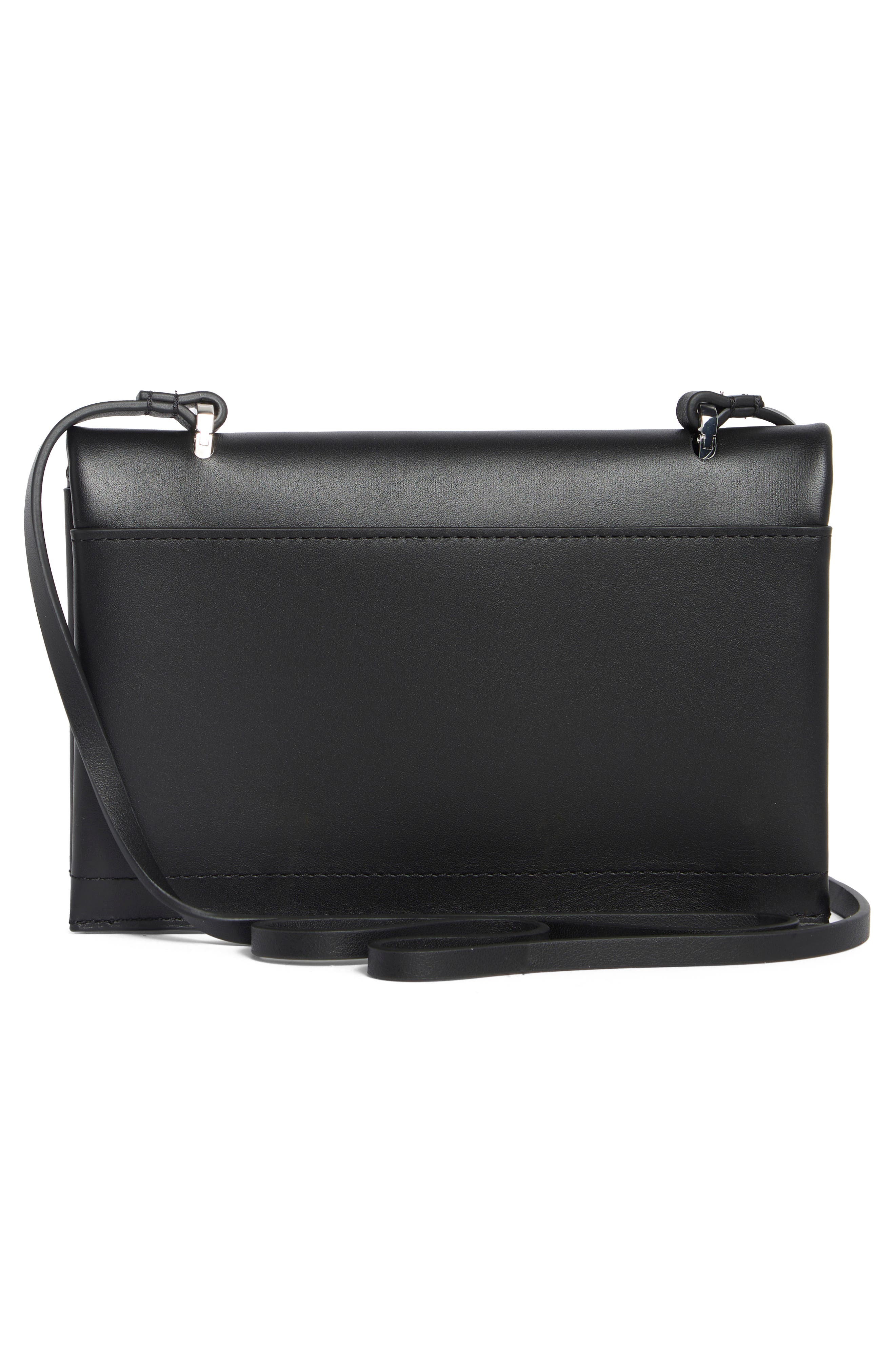 Yua Leather Clutch, Alternate, color, BLACK
