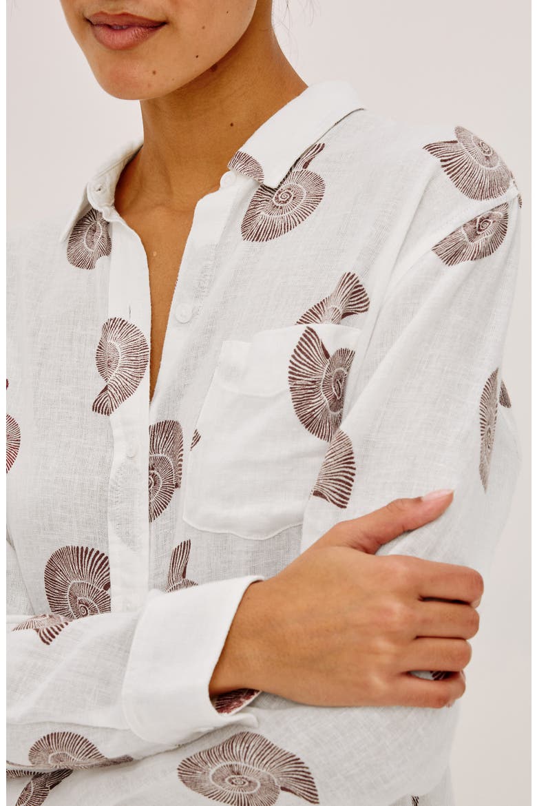 Charli Seashell Print Button-Up Shirt, Alternate, color, SPIRAL SHELLS