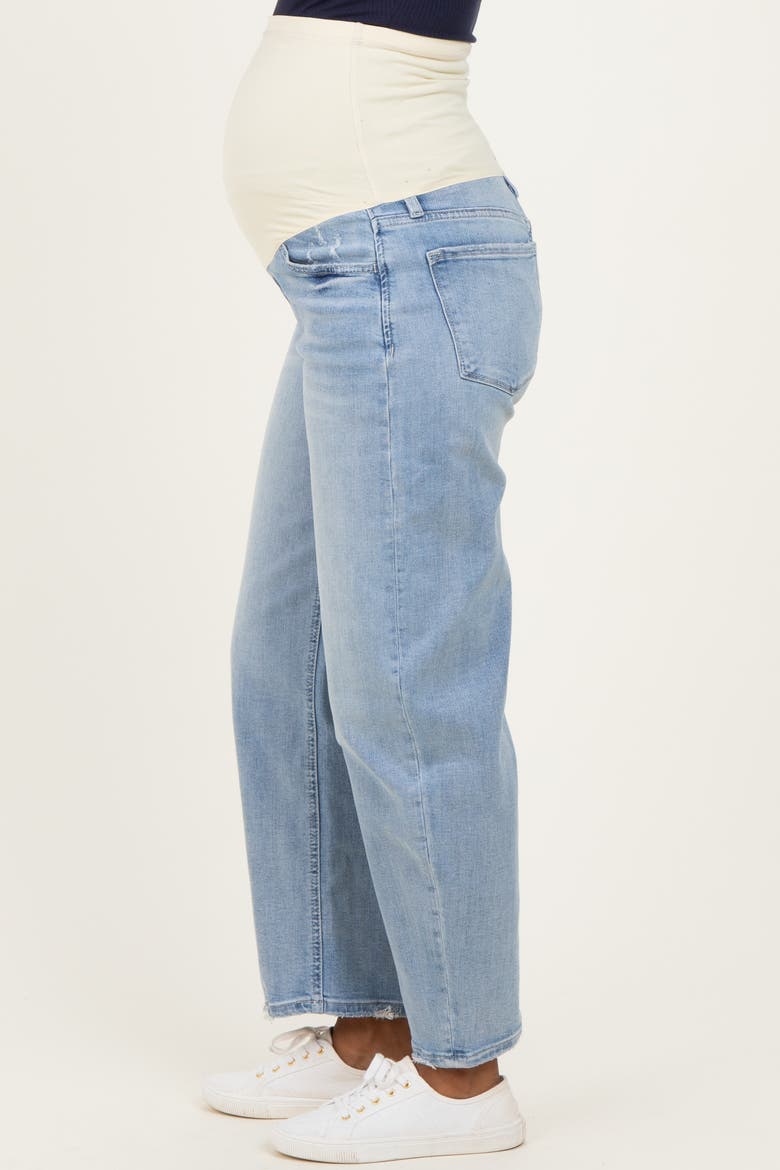Distressed Barrel Leg Maternity Jeans, Alternate, color, Light Blue