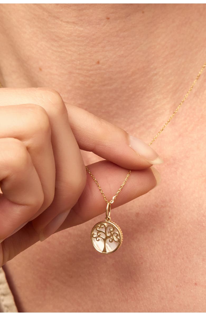 Oradina 14K Gold Tree of Life Pendant Charm, Alternate, color, Yellow Gold, Mother Of Pearl