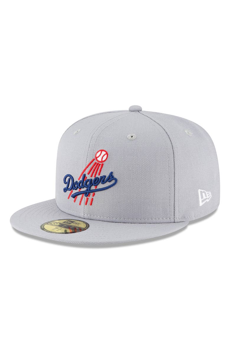 New Era Men's New Era Gray Los Angeles Dodgers Cooperstown Collection Wool 59FIFTY Fitted Hat, Main, color,