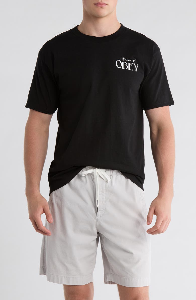 Obey House of Obey Cotton Graphic T-Shirt, Main, color, Black