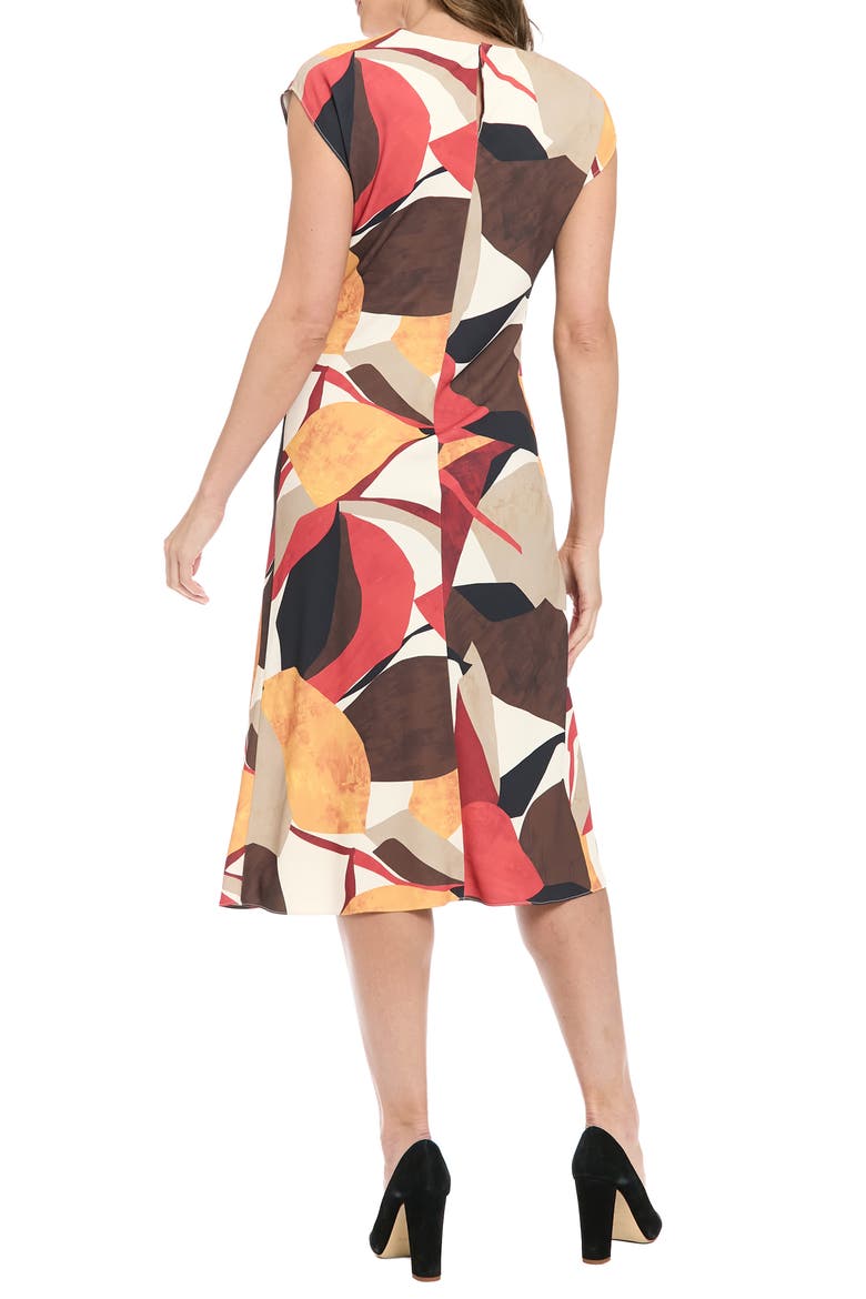 Twist Neck Cap Sleeve Midi Dress, Alternate, color, SANDBROWN