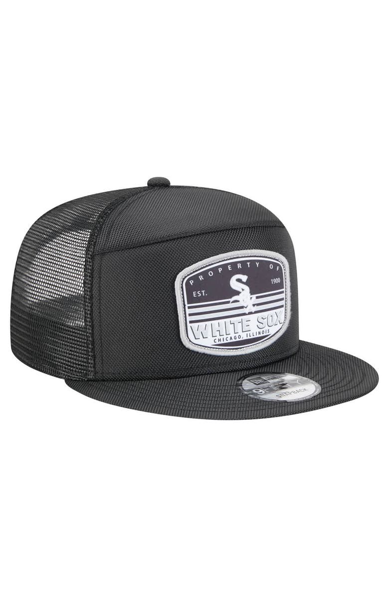New Era Men's New Era Black Chicago White Sox Split Panel 9FIFTY Trucker Snapback, Alternate, color, Black