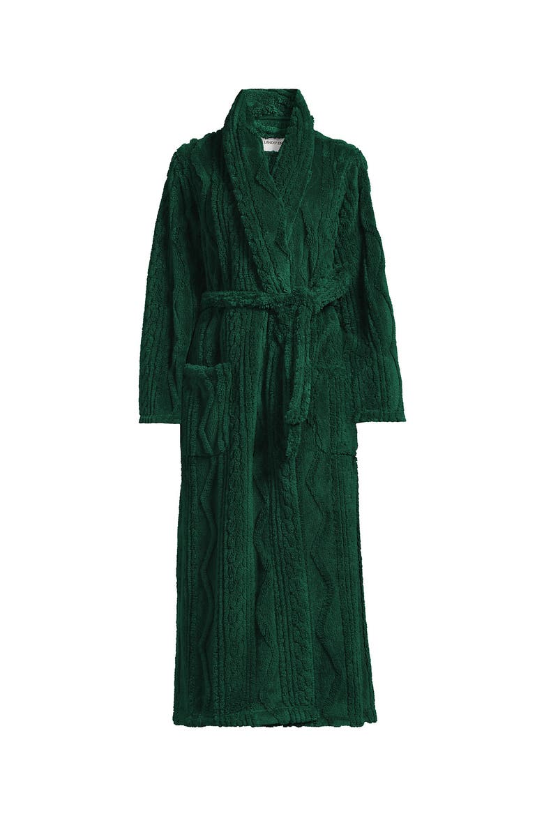 Cozy Plush Long Wrap Robe, Alternate, color, Pine
