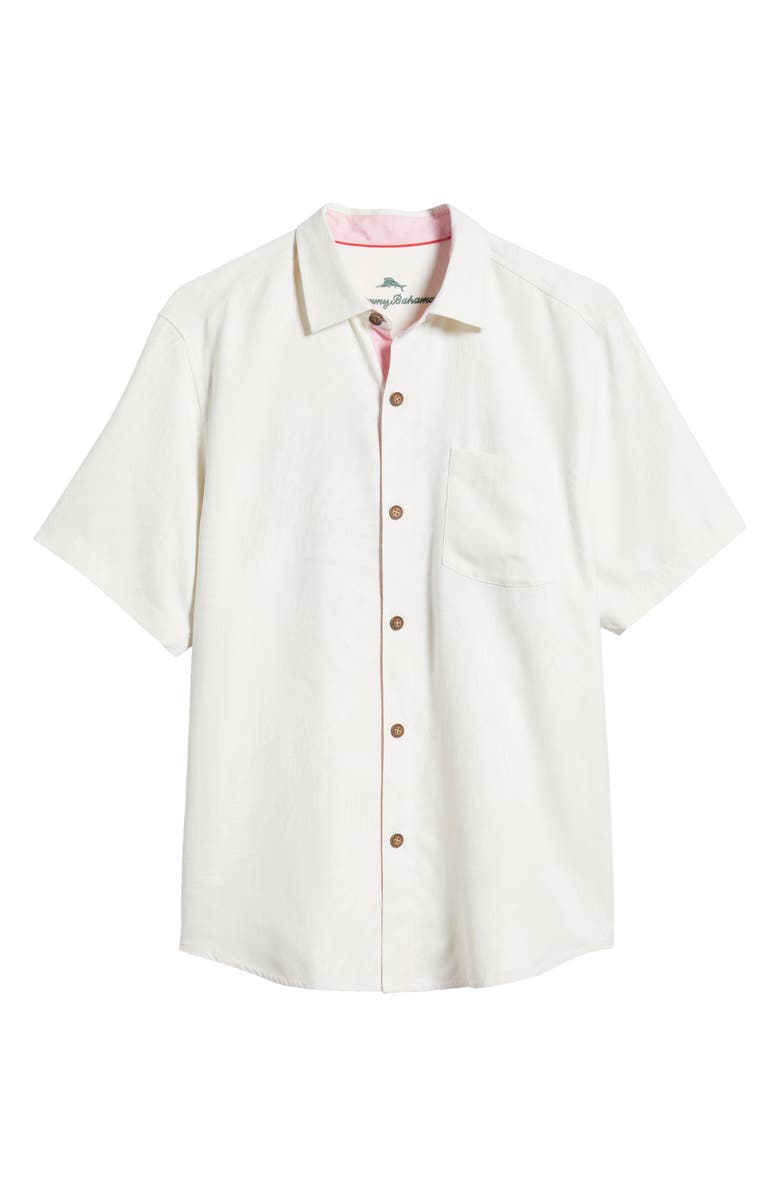 Tommy Bahama Surf the Yule Holiday Embroidered Short Sleeve Silk Button-Up Shirt, Alternate, color, 