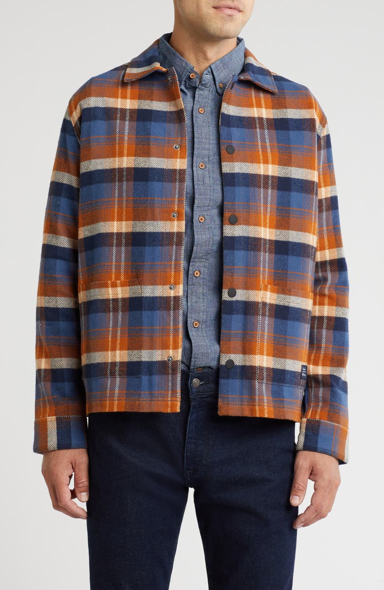 Ben Sherman Ombré Check Shacket, Main, color, Caramel