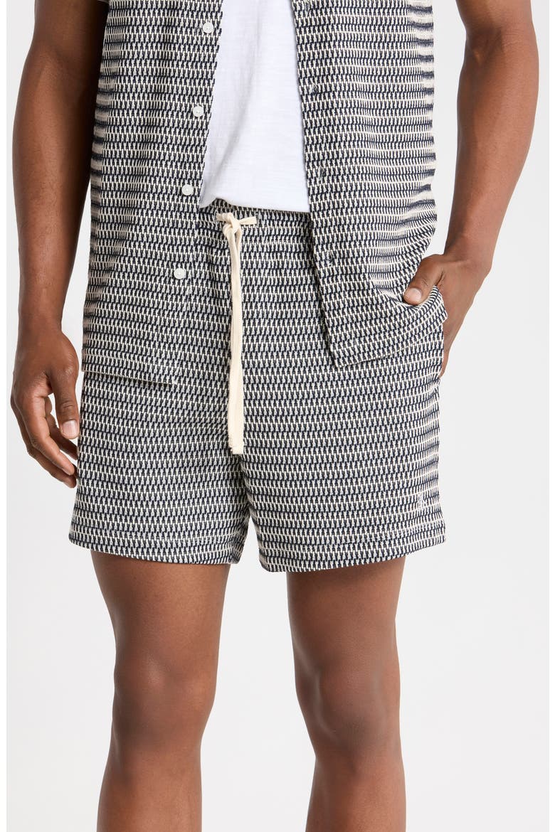 Crochet Stitch Drawstring Shorts, Main, color, DARK SAPPHIRE